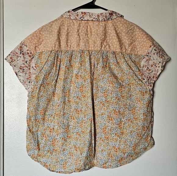 American Eagle cotton floral oversized wide  short-sleeve button-down shirt - Picture 4 of 5